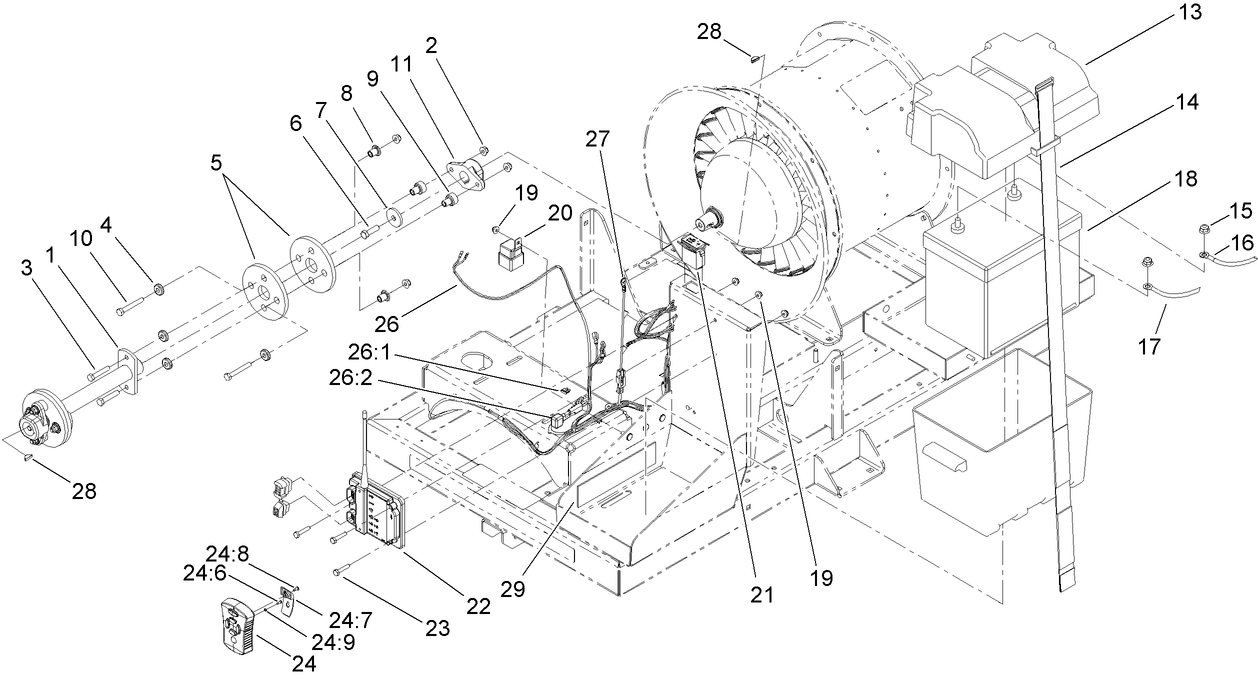 Clutch, Battery and Electrical Component Assembly