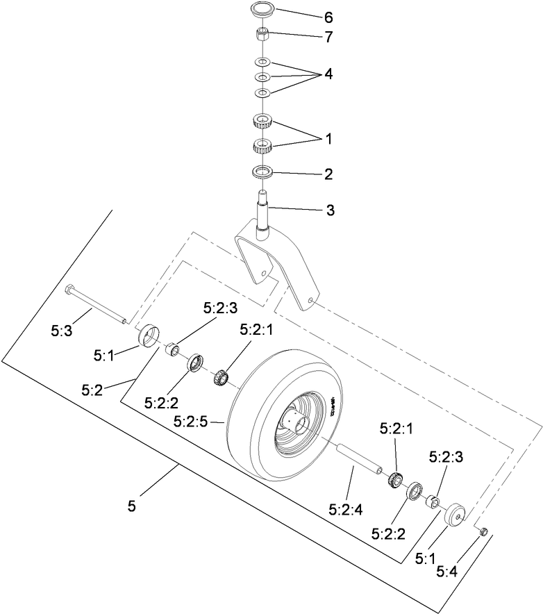 Caster Wheel and Fork Assembly