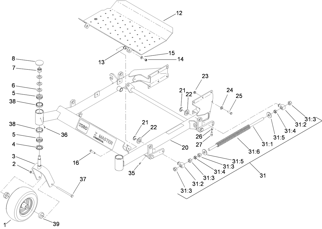 Front Frame and Caster Wheel Assembly