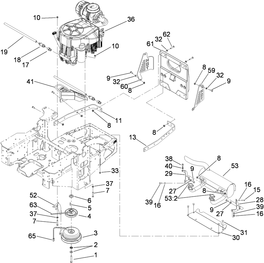 Engine, Clutch and Muffler Assembly