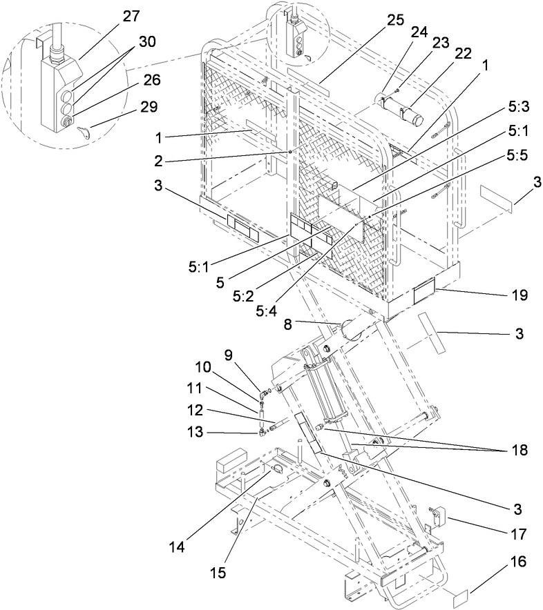 Deck, Arm and Hydraulic Cylinder Assembly