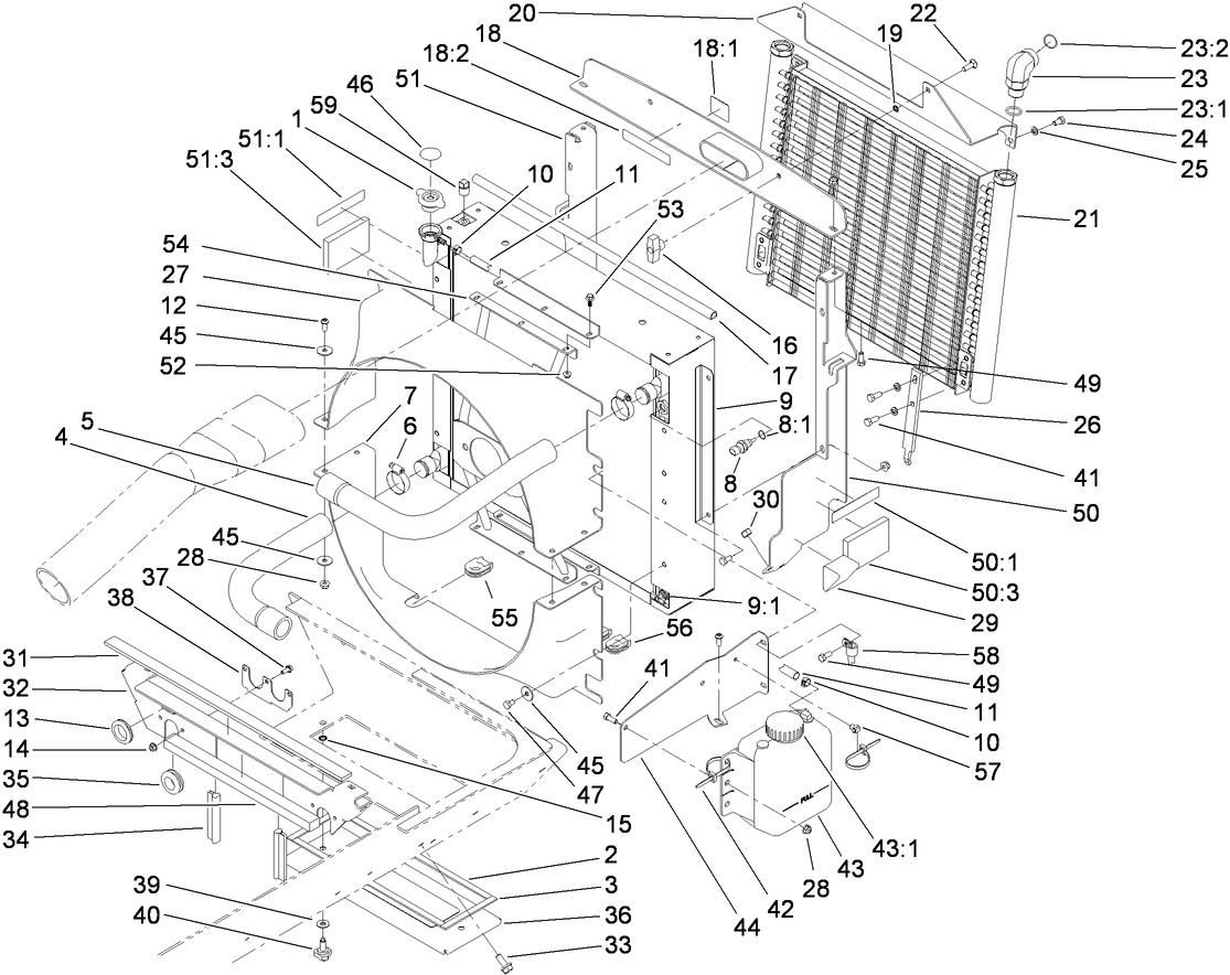 Radiator, Oil Cooler and Support Assembly