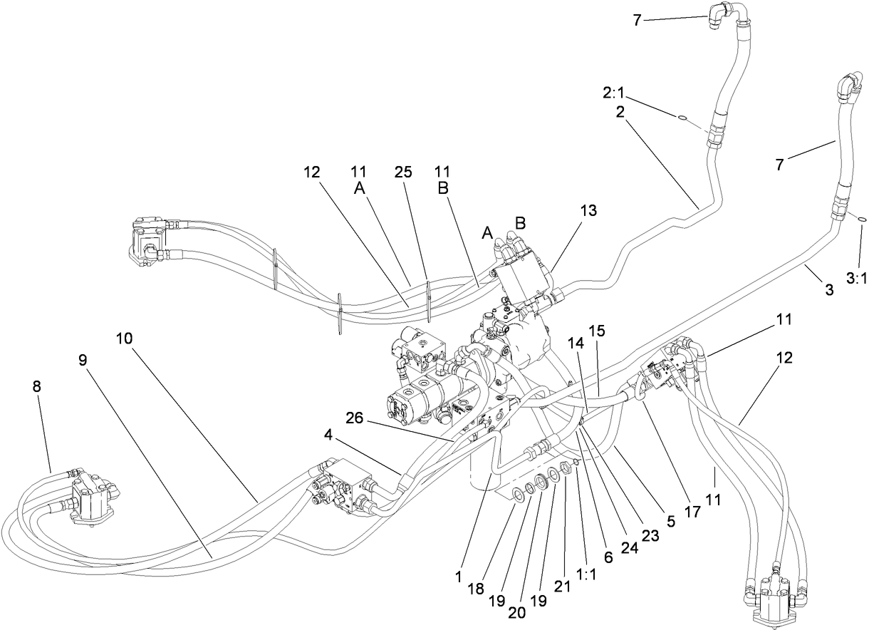 Power-Take-Off Hydraulic Plumbing Assembly