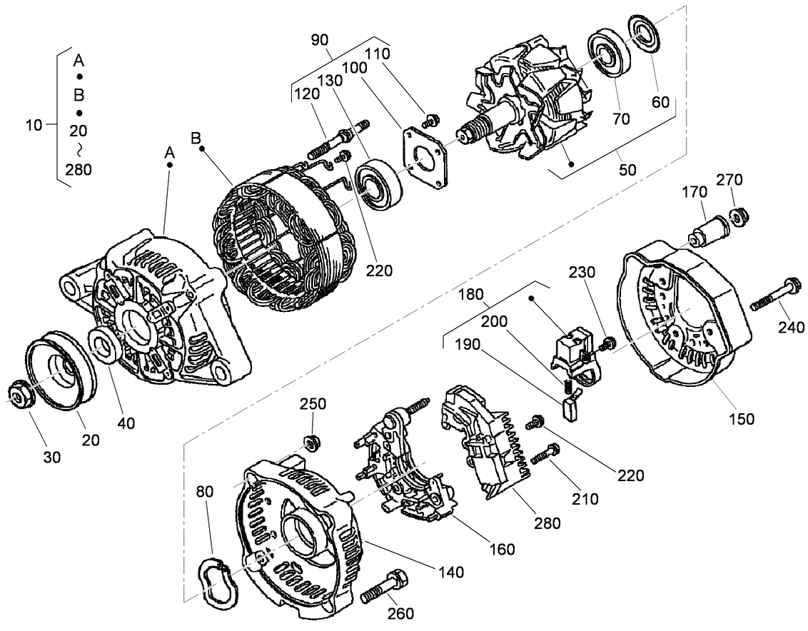 Alternator Components Assembly