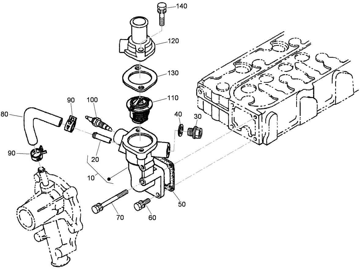 Water Flange and Thermostat Assembly