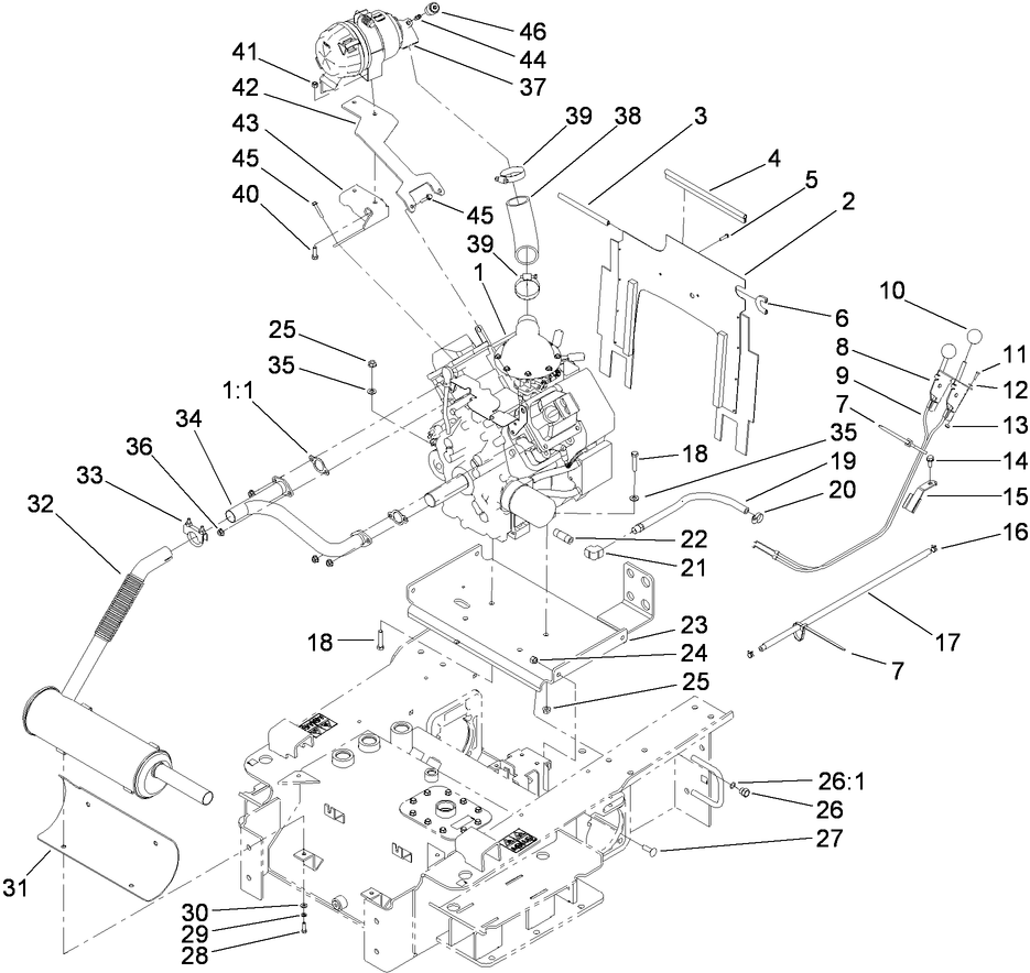 Engine and Mount Assembly