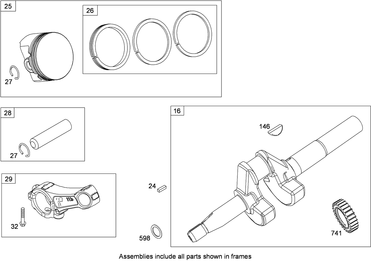 Crankshaft, Piston, Ring and Connecting Rod Assembly  Briggs and Stratton 15D104-0113-E8
