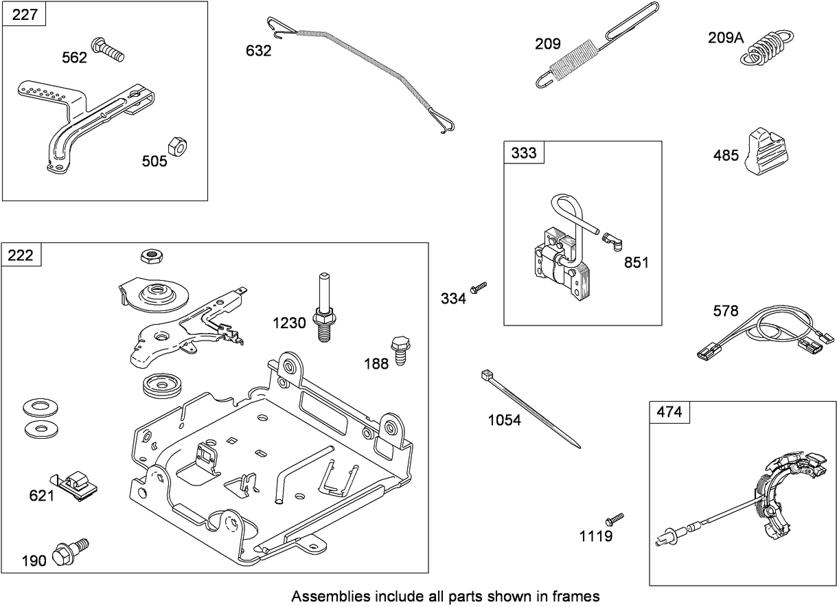 Governor, Controls and Ignition Assembly  Briggs and Stratton 15D104-0113-E8