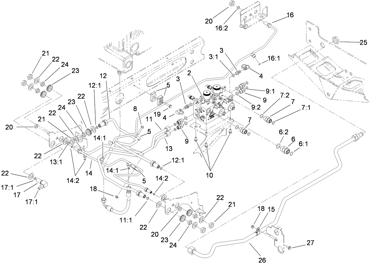 Reel Control Block Hydraulic Plumbing Assembly