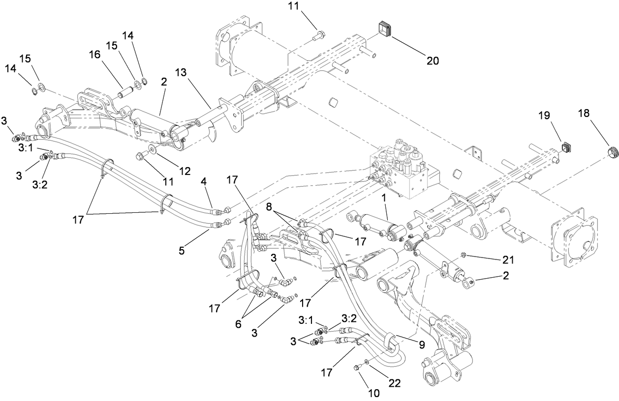 Front Lift Cylinder and Plumbing Assembly