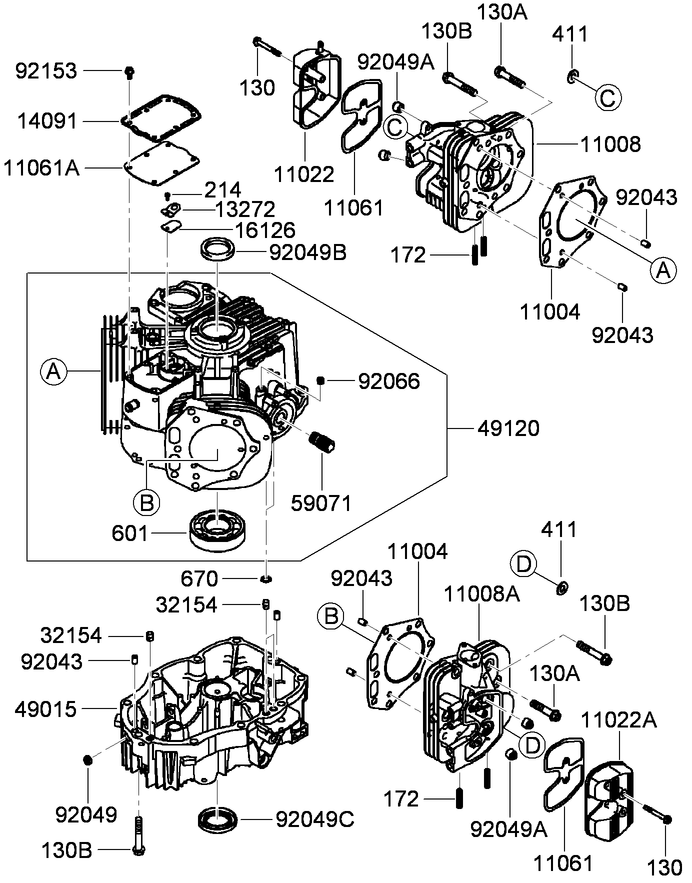 Cylinder and Crankcase Assembly Kawasaki FX801V-AS04