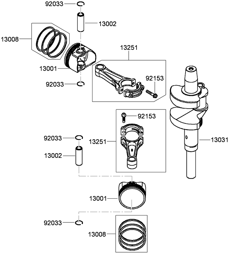 Piston and Crankshaft Assembly Kawasaki FX801V-AS04