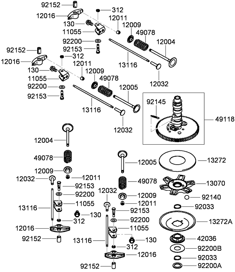 Valve and Camshaft Assembly Kawasaki FX801V-AS04