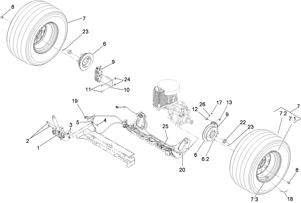 Rear Wheel and Park Brake Assembly