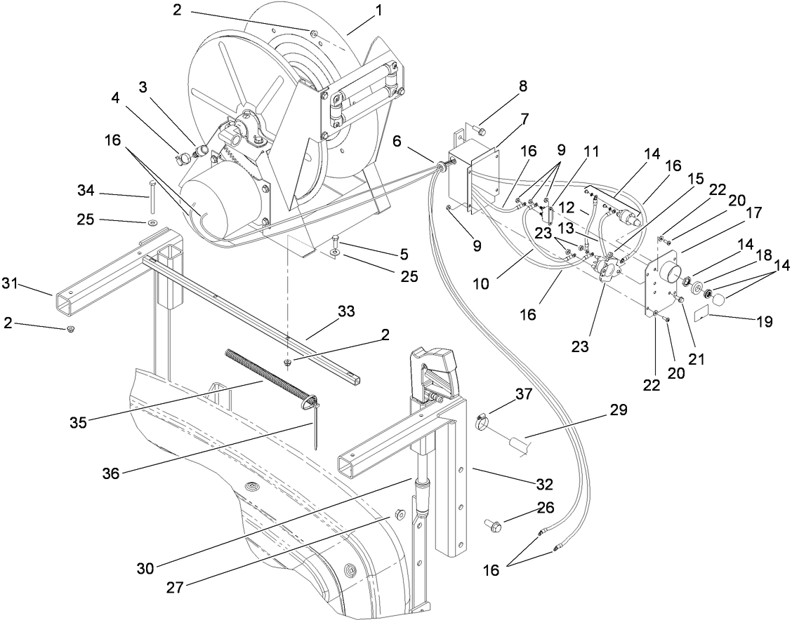 Hose Reel and Electrical Assembly