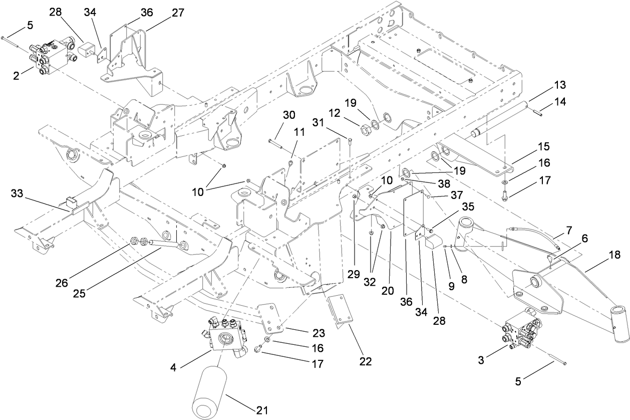 Frame, Rear Axle Mount and Bumper Assembly