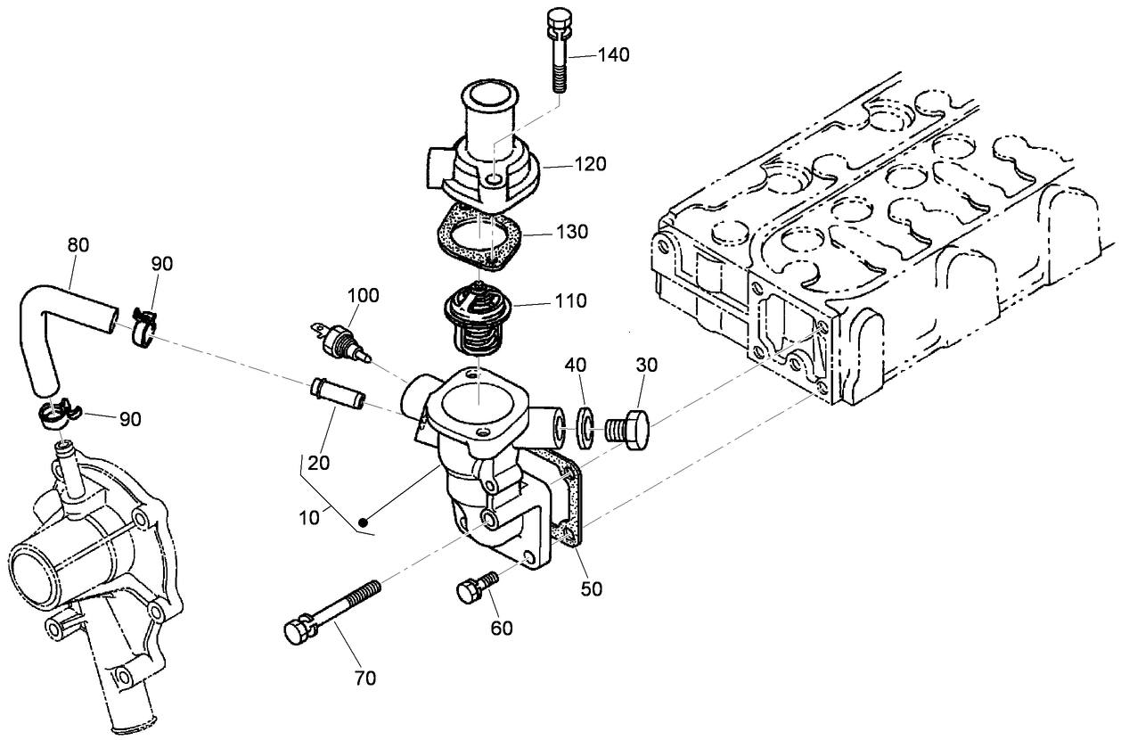 Water Flange and Thermostat Assembly