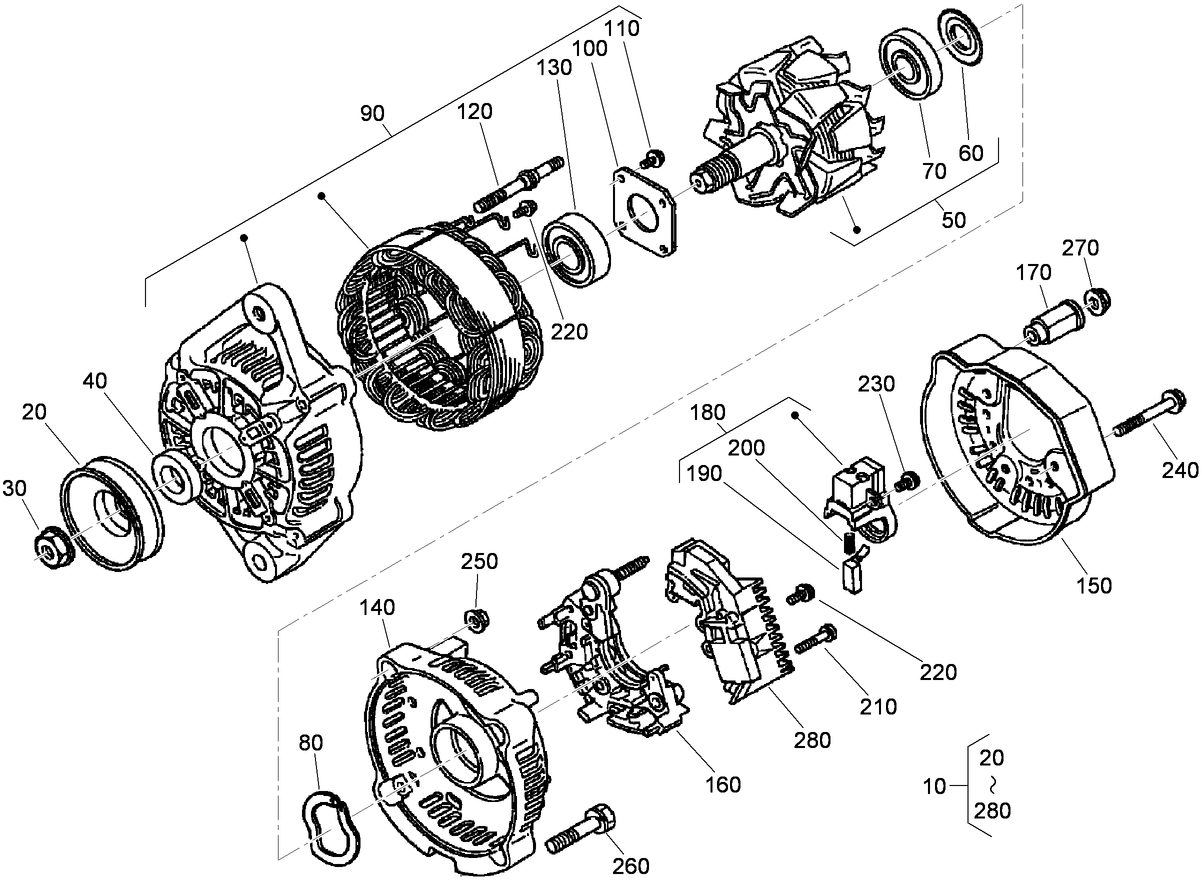 Alternator Components Assembly