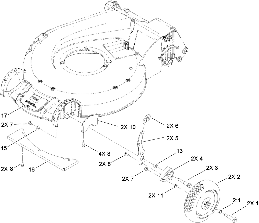 Front Wheel and Height-of-Cut Assembly