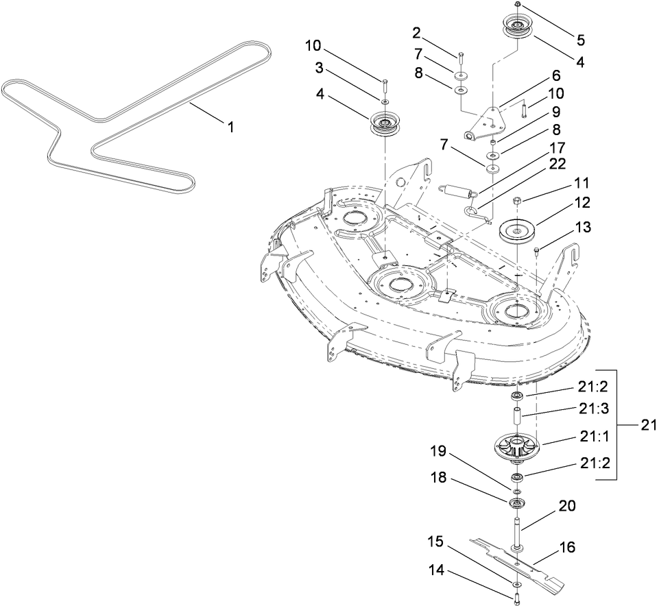 50 Inch Deck Spindle and Blade Assembly