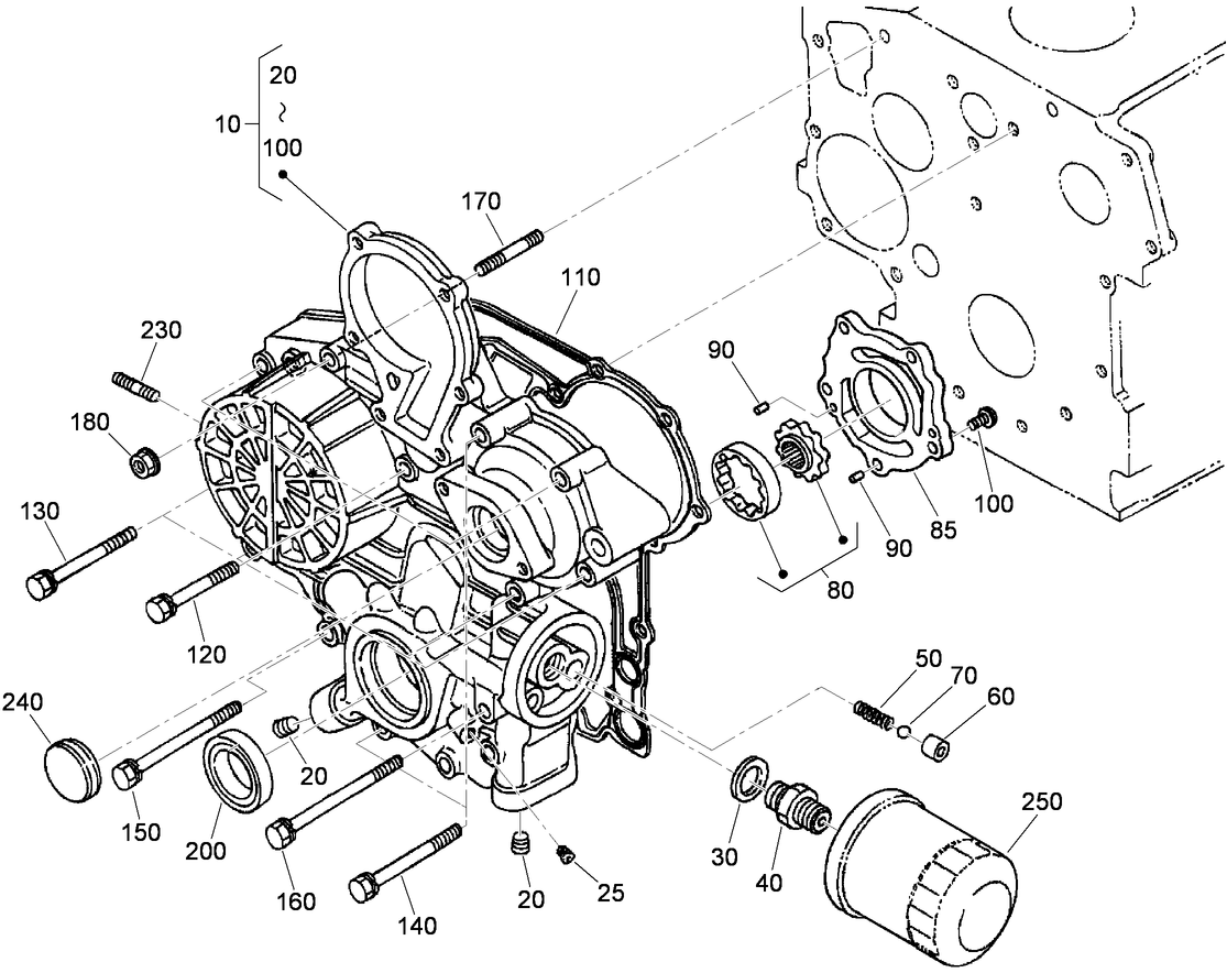 Gear Case and Oil Filter Cartridge Assembly