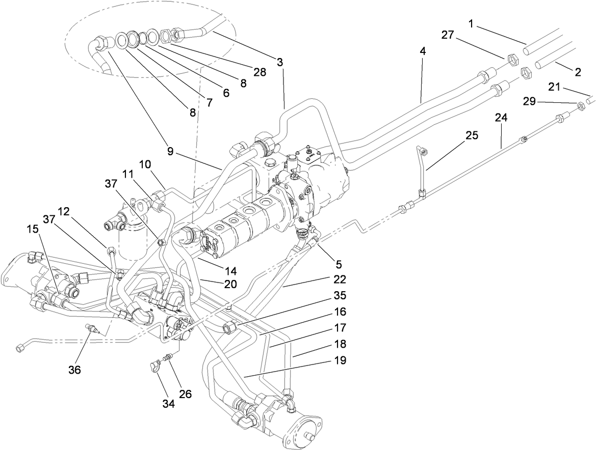 Traction Hydraulic Lines Assembly