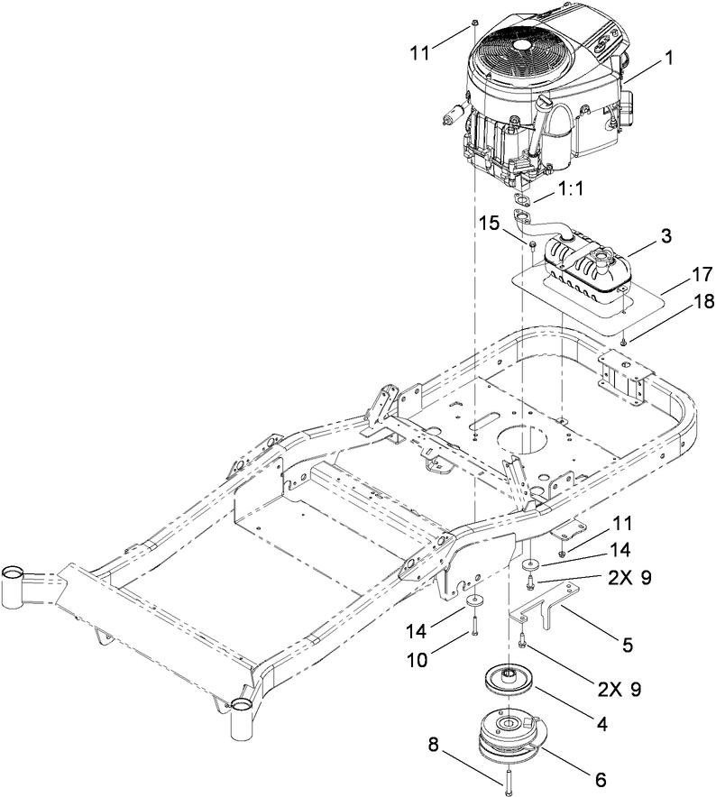 Engine, Clutch and Exhaust Assembly