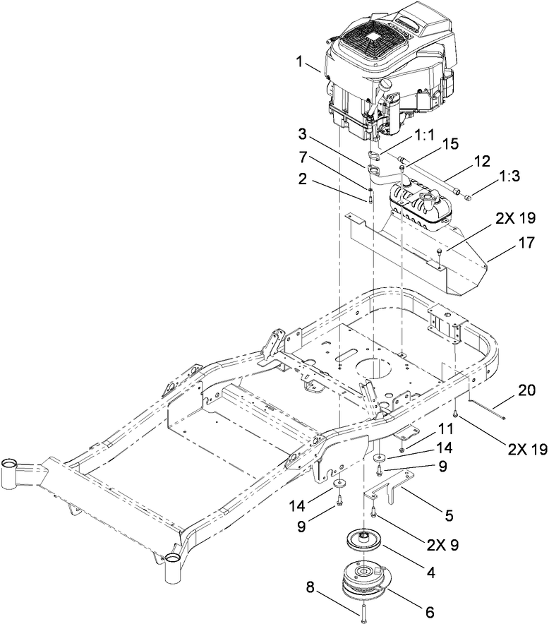 Engine, Clutch and Exhaust Assembly