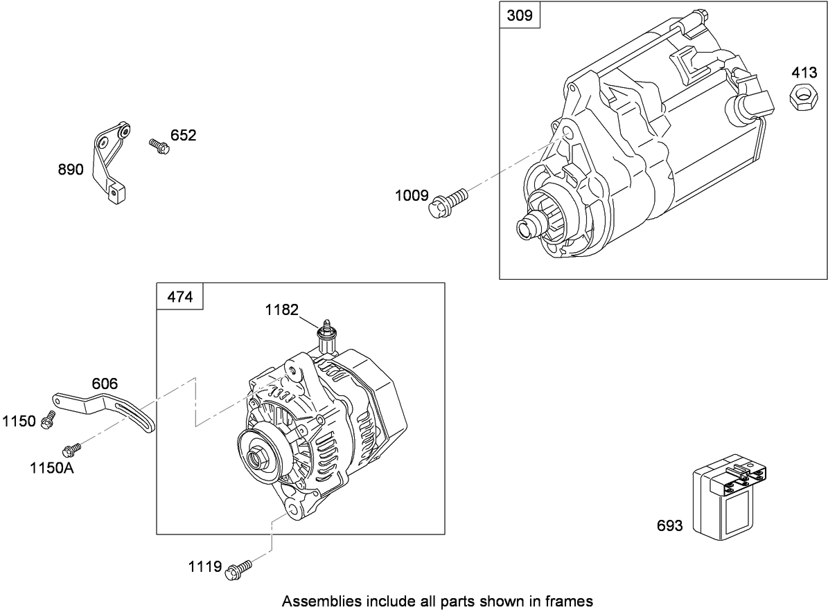 Starter Motor and Alternator Assembly