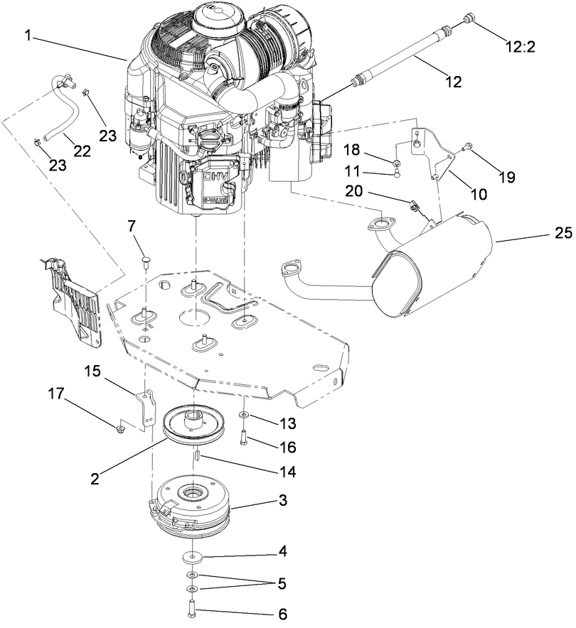 Engine, Muffler and Clutch Assembly