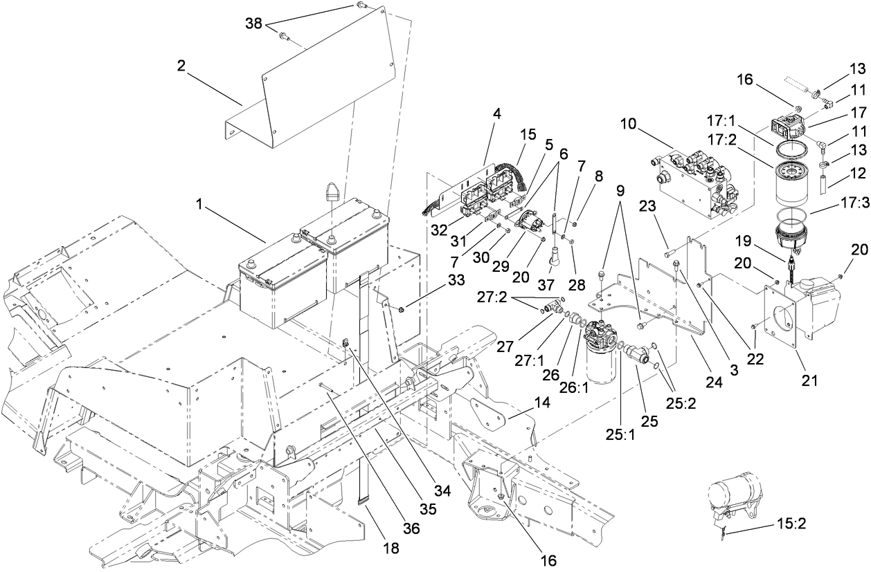 Battery and Lift Manifold Assembly