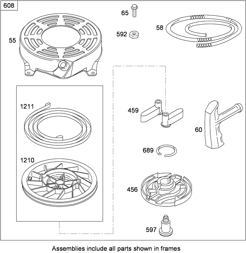 Rewind Starter Assembly  Briggs and Stratton 124T02-0203-B1