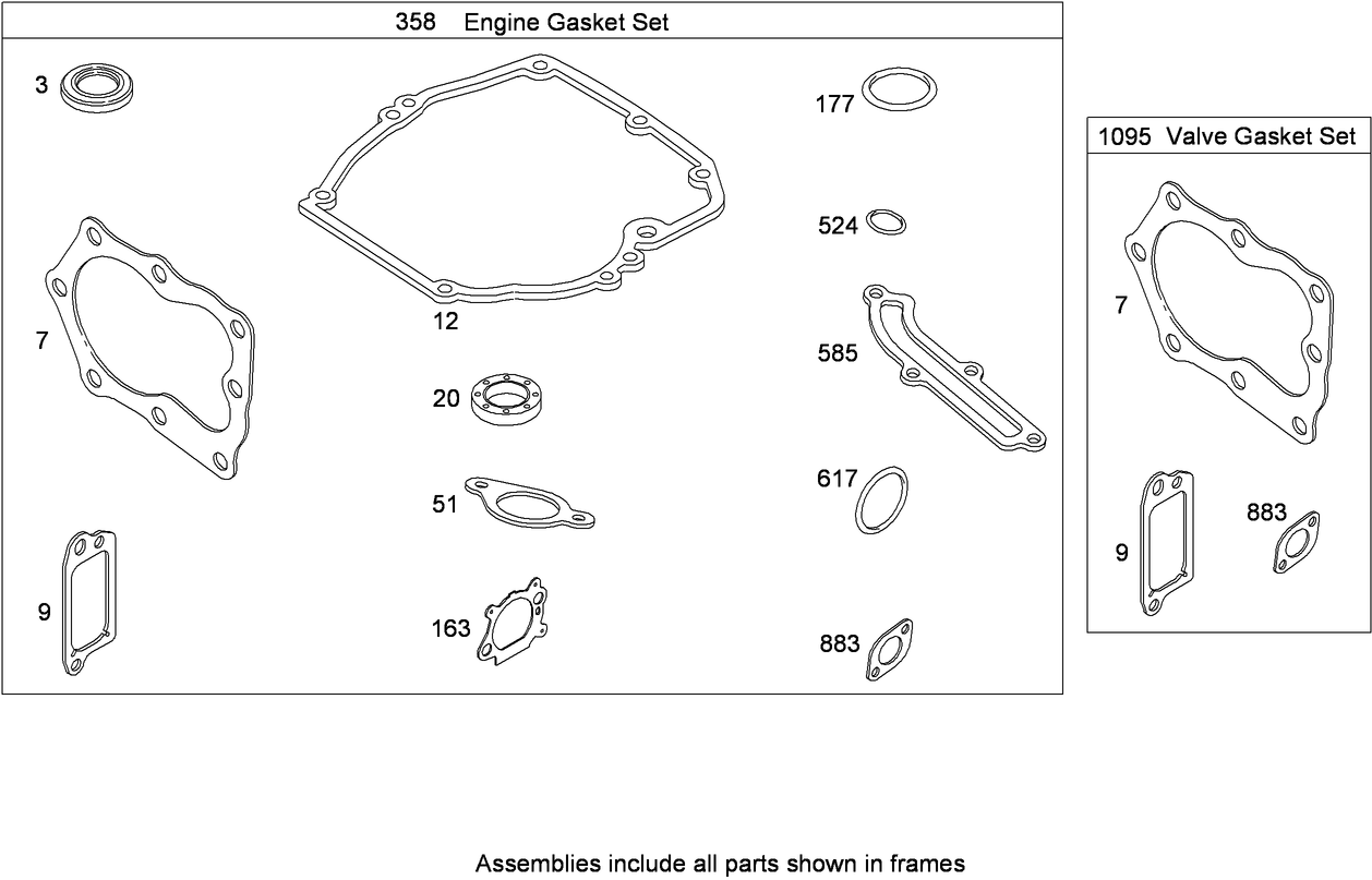Engine and Valve Gasket Sets  Briggs and Stratton 124T02-0203-B1