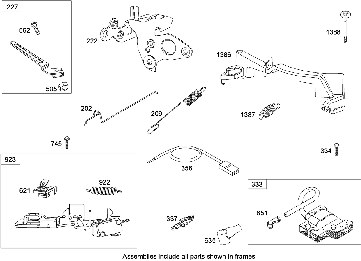 Governor, Controls and Ignition Assembly  Briggs and Stratton 124T02-0203-B1