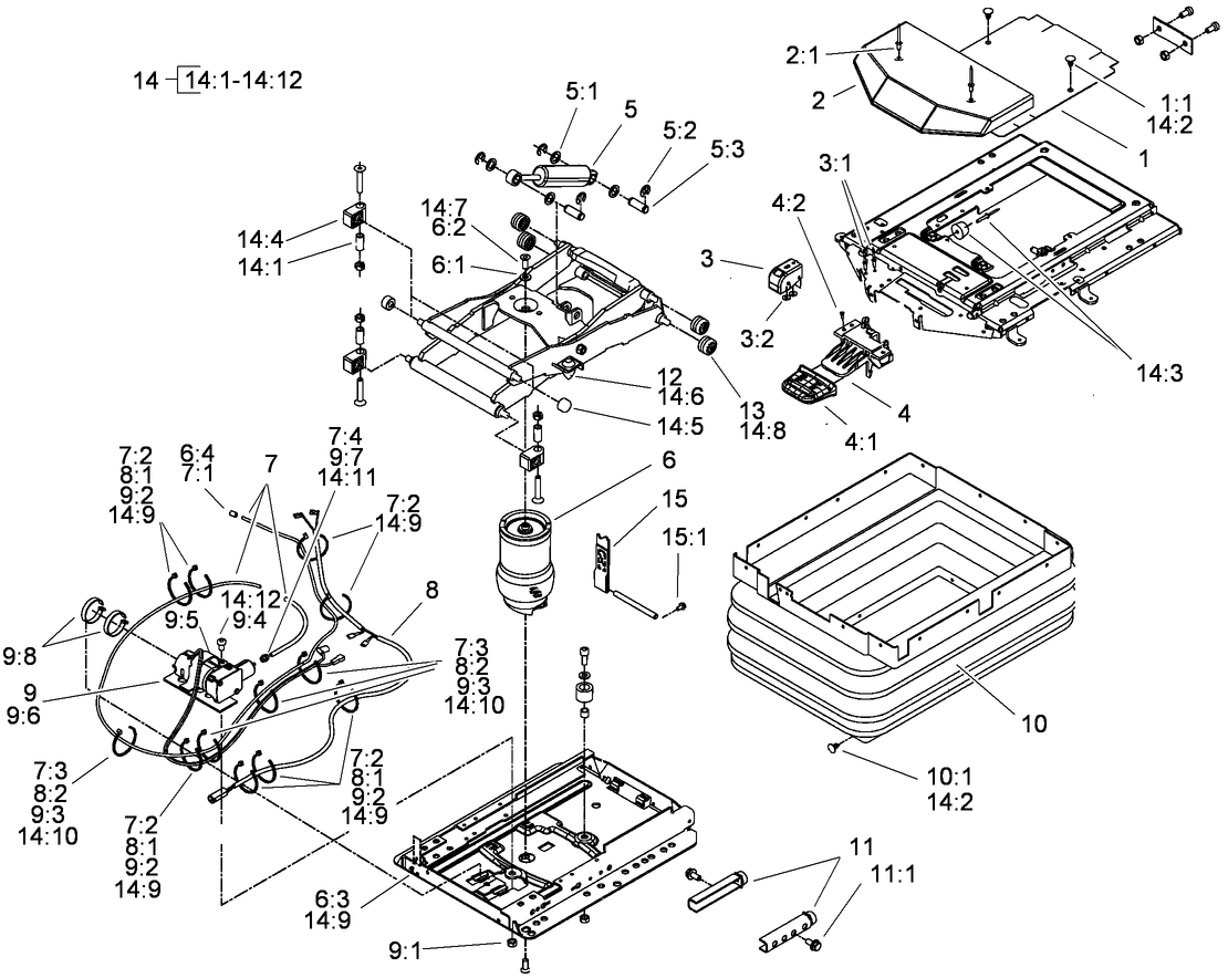 Air Ride Seat Suspension Assembly Model No. 30621