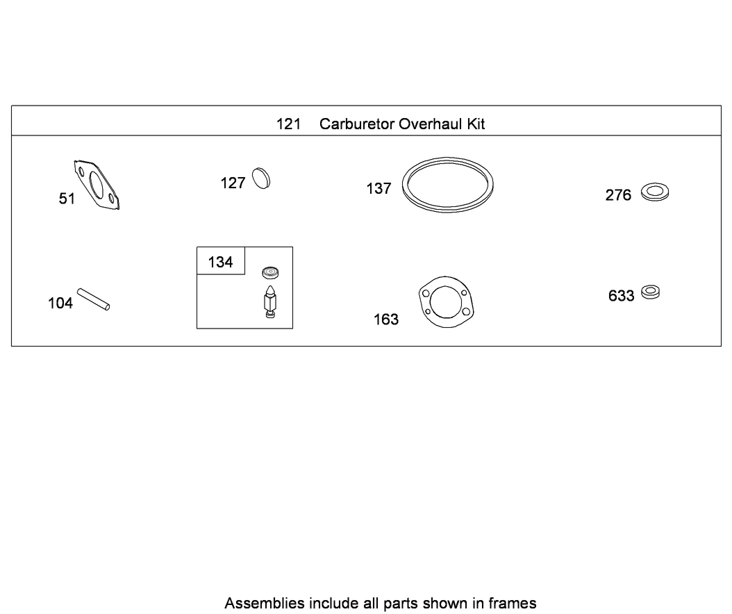 Carburetor Overhaul Kit  Briggs and Stratton 15D104-0113-E8