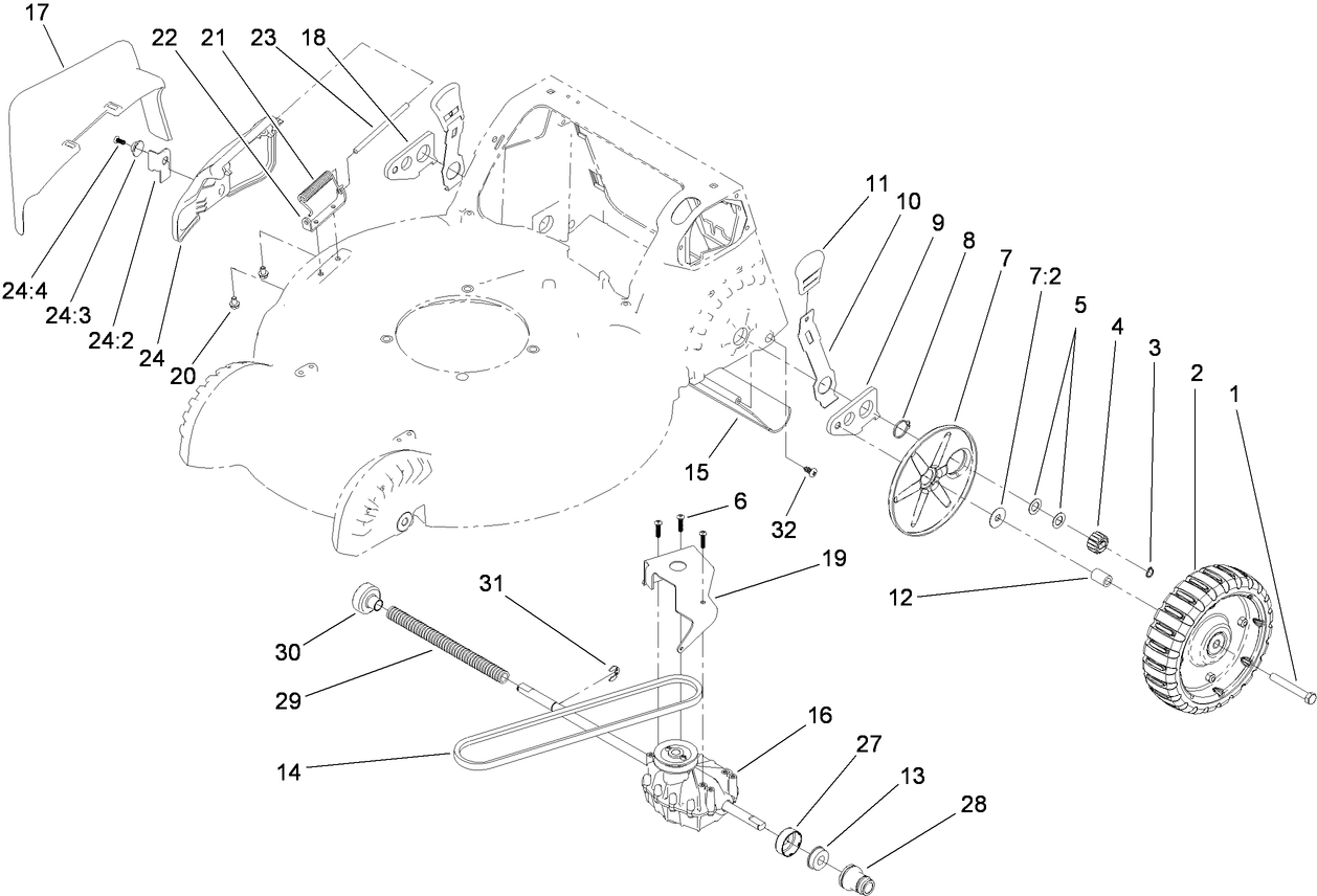 Disharge Door and Rear Wheel Assembly