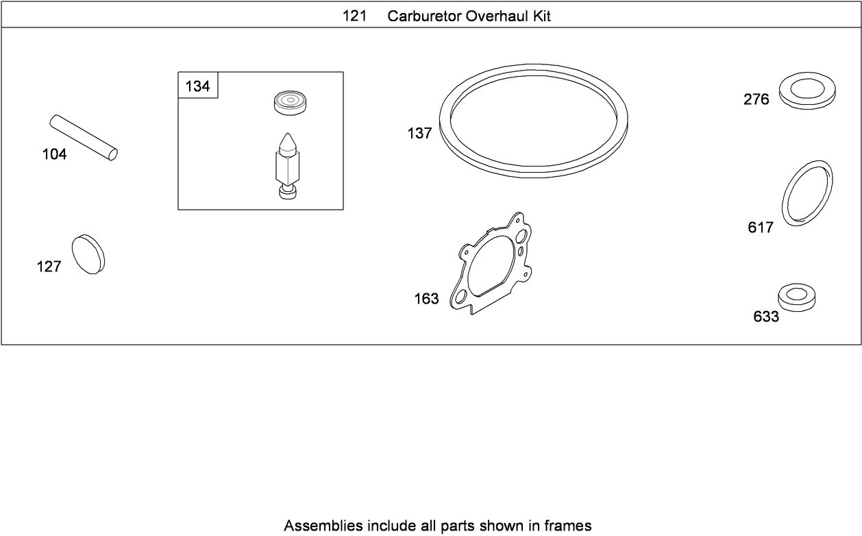 Carburetor Overhaul Kit  Briggs and Stratton 124T02-0206-B1
