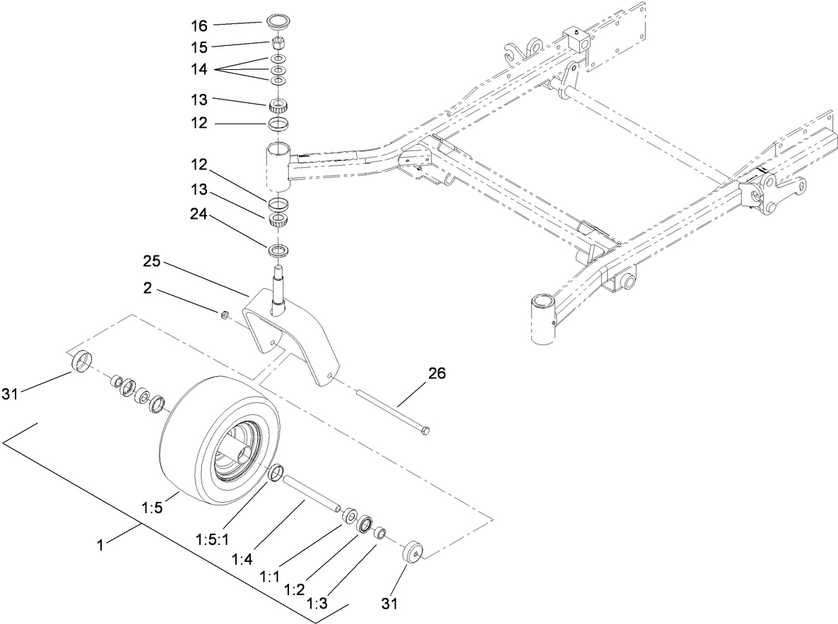 Caster Wheel and Fork Assembly