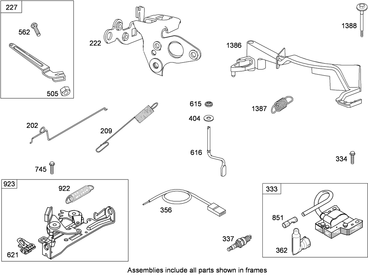 Governor, Controls and Ignition Assembly  Briggs and Stratton 124T02-0206-B1