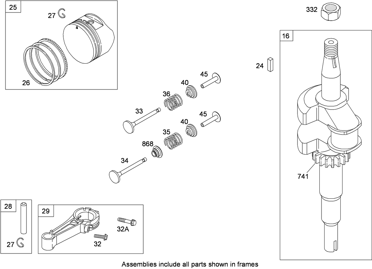 Crankshaft, Piston, Ring and Connecting Rod Assembly  Briggs and Stratton 124T02-0206-B1