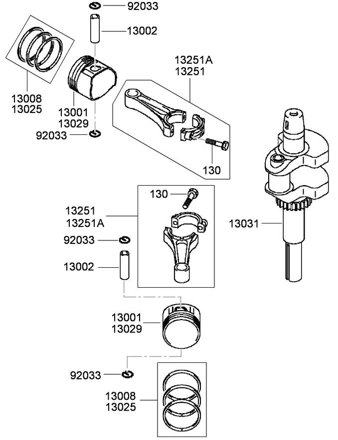 Piston and Crankshaft Assembly  Kawasaki FH430V-CS25