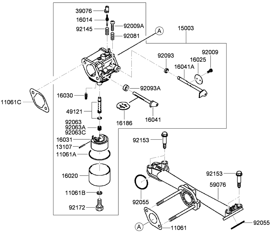 Carburetor Assembly  Kawasaki FH430V-CS25