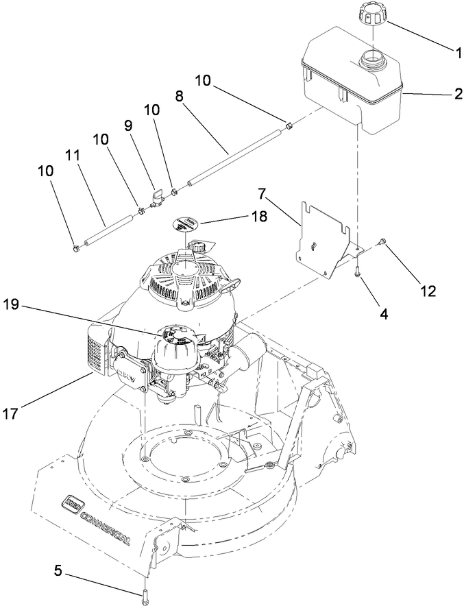 Engine and Fuel Tank Assembly
