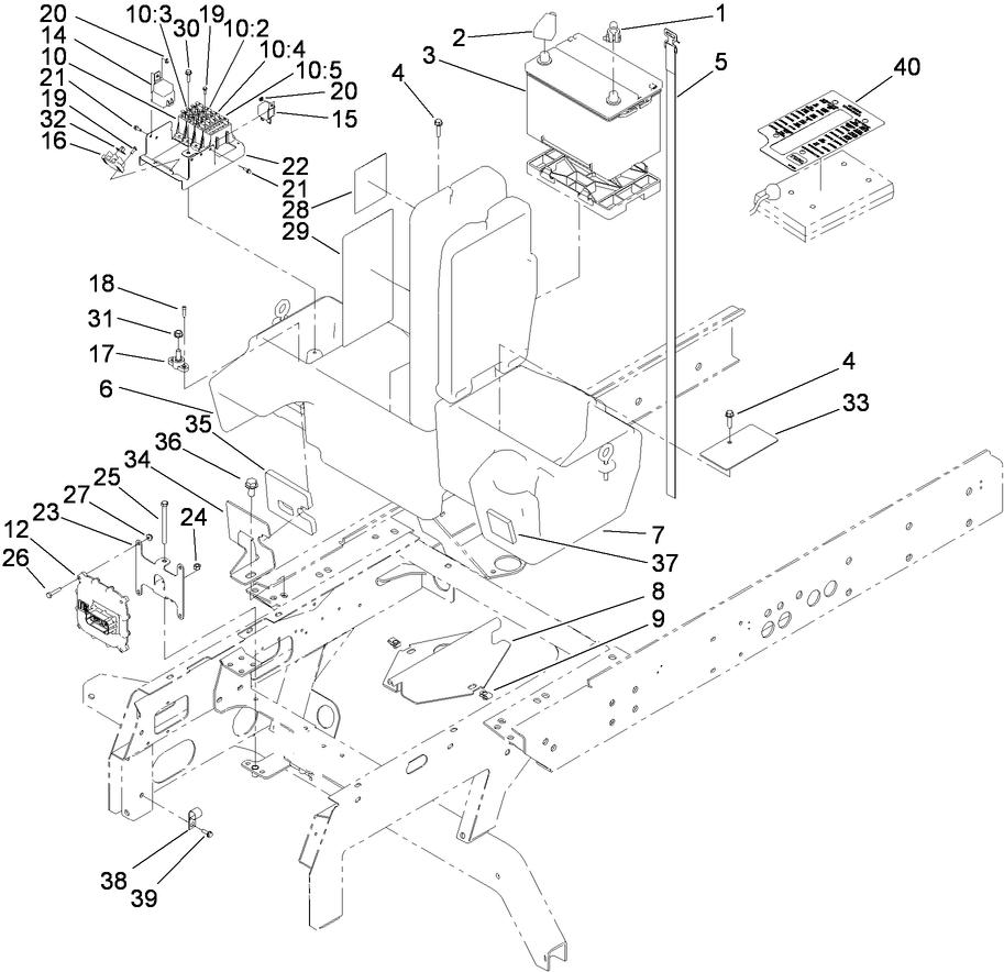 Power Center, Battery and Storage Box Assembly