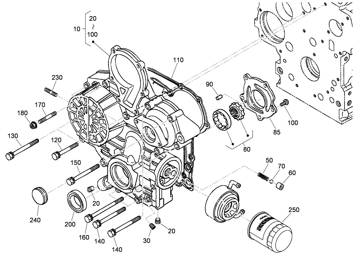 Gear Case and Oil Filter Cartridge Assembly