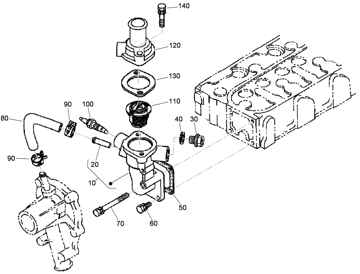 Water Flange and Thermostat Assembly