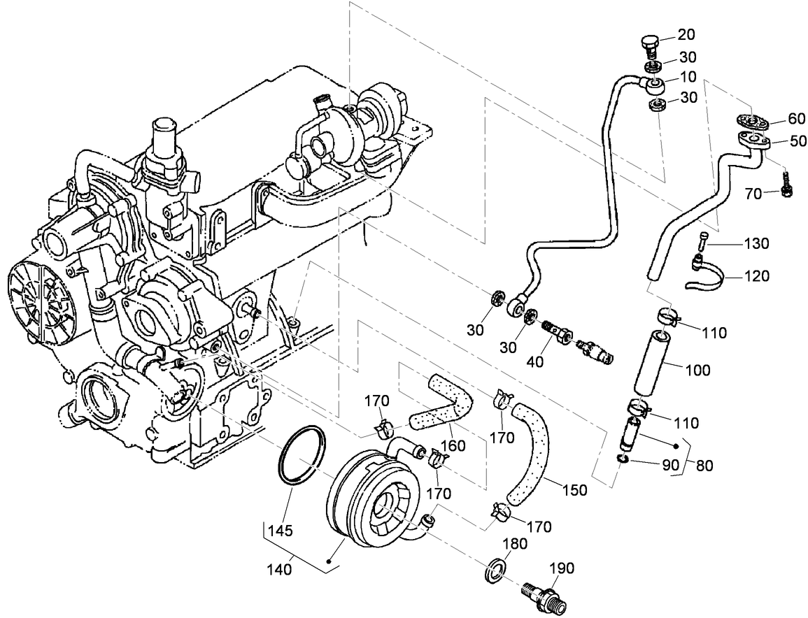 Oil Pipe (Turbo Charger) and Oil Cooler Assembly