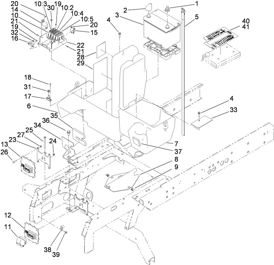 Power Center, Battery and Storage Box Assembly