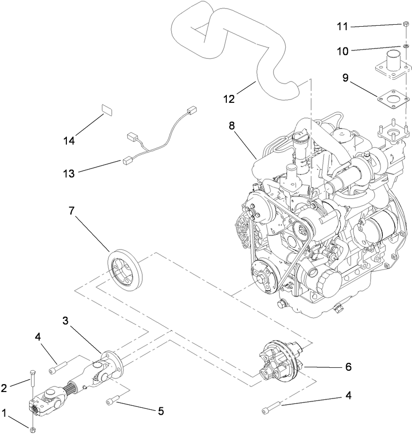 Driveshaft and Engine Component Assembly